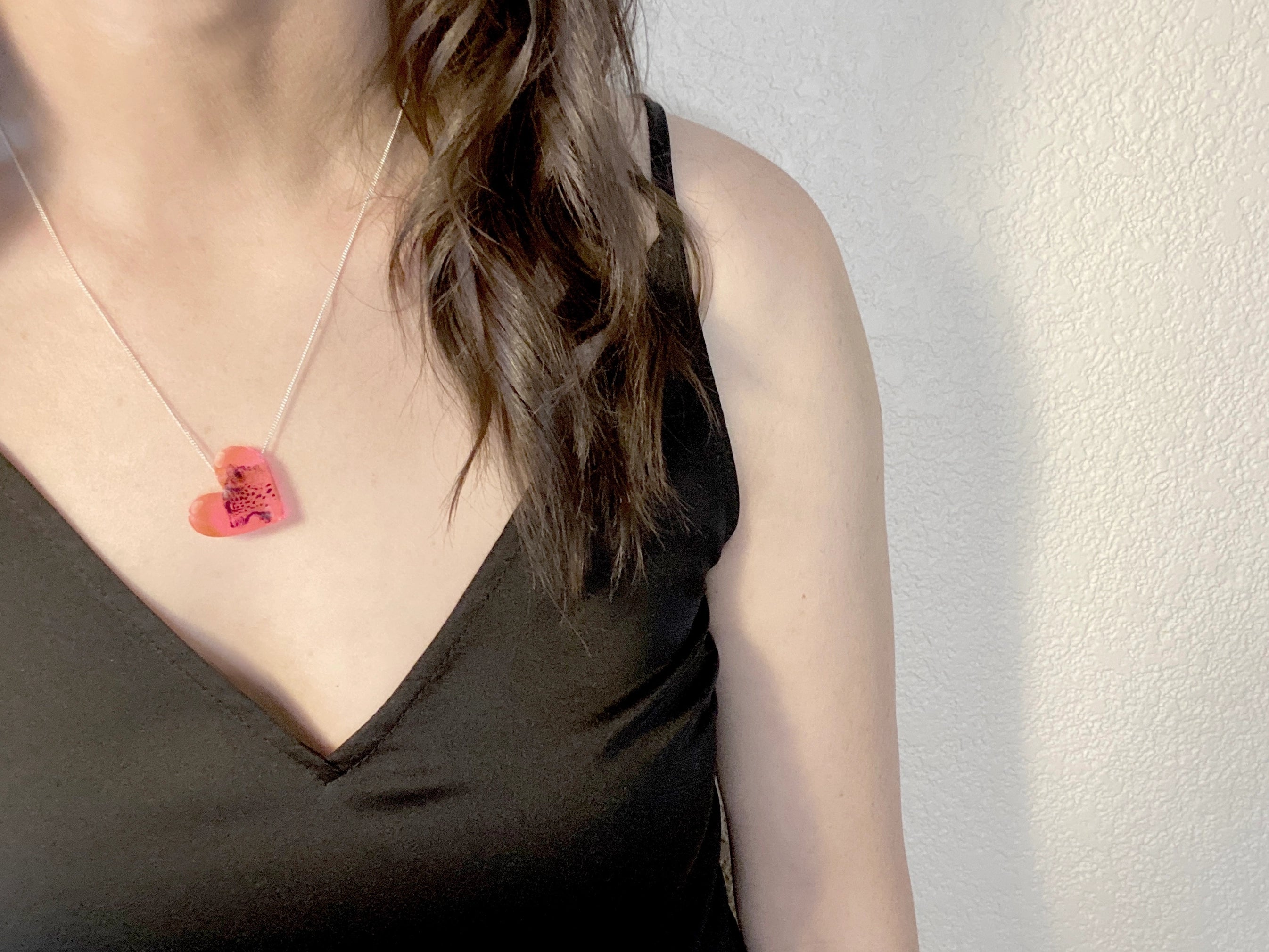 Pink Heart Cheetah Necklace