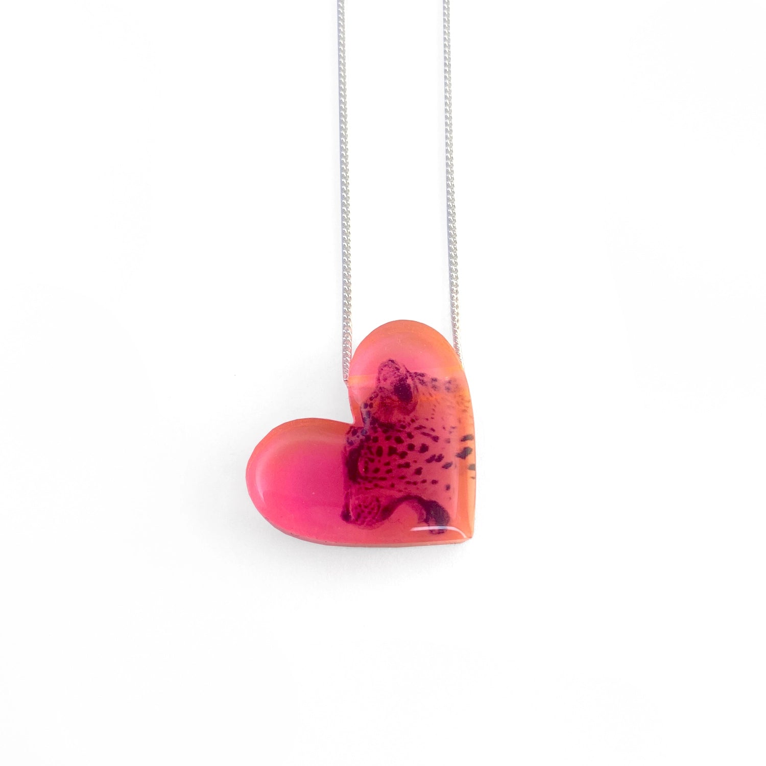 Pink Heart Cheetah Necklace